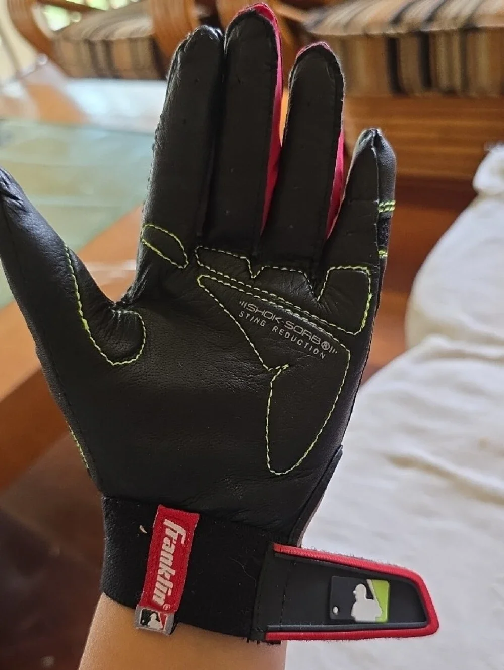 Franklin Sports Shok-Sorb Neo Batting Glove Black/Red/Yellow Adult Small